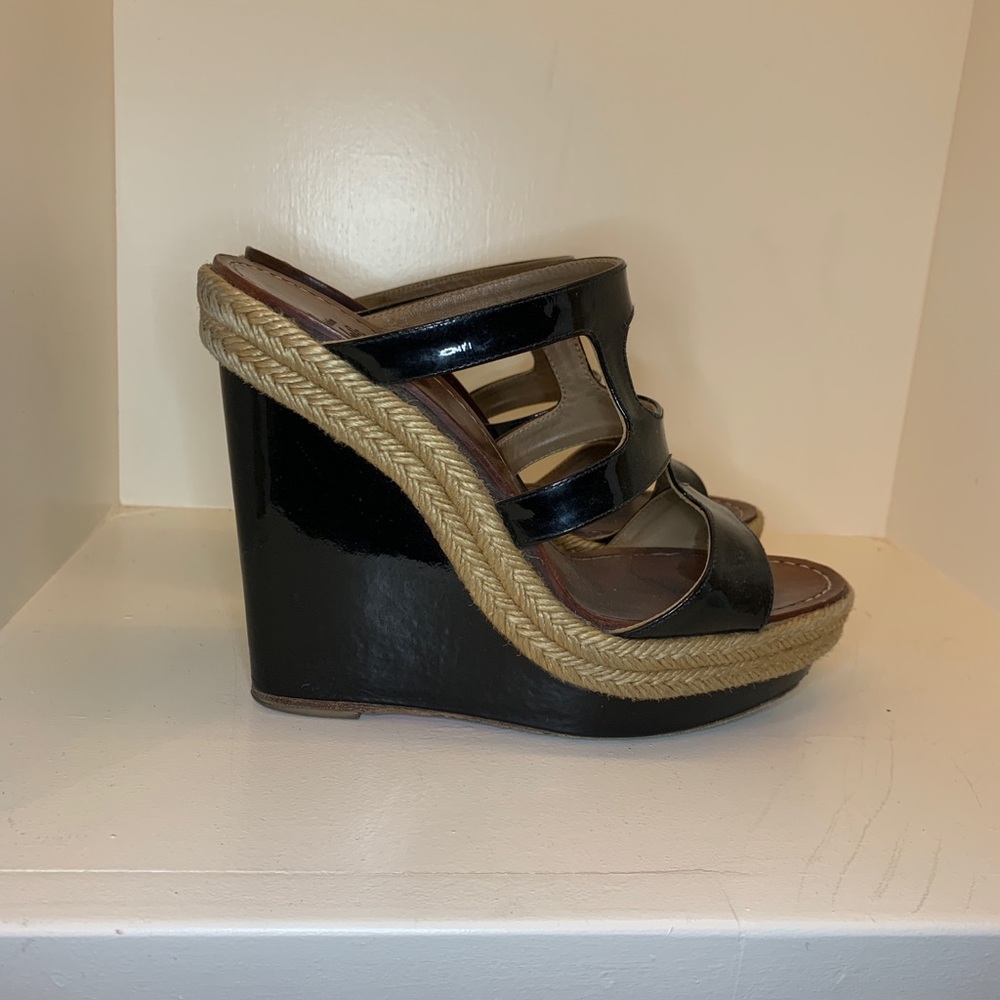 Christian Louboutin black wedge sandals 38